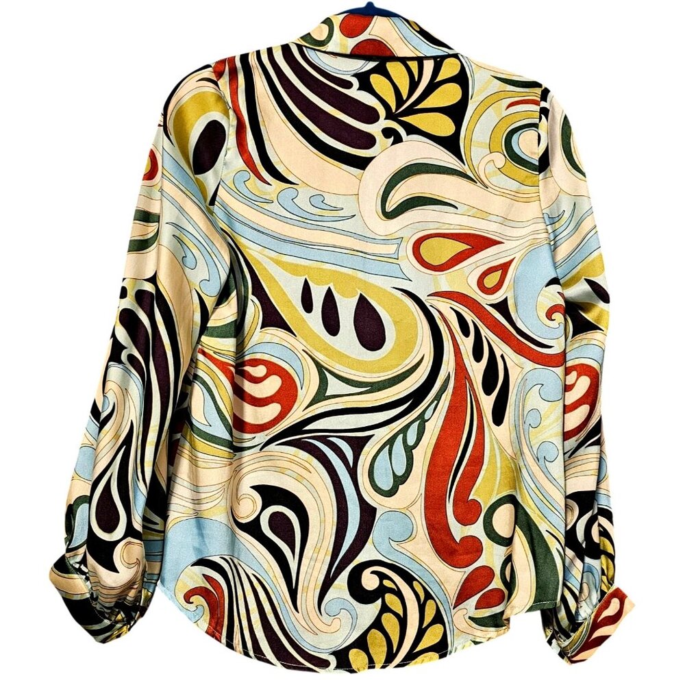 Jeff Gallano Paris Multicolor Abstract Button-Up Blouse - Picture 3 of 9